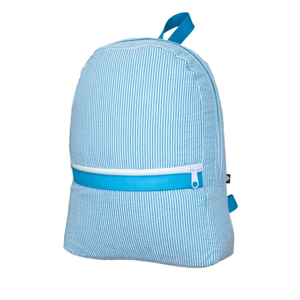 Aqua Seersucker Backpack