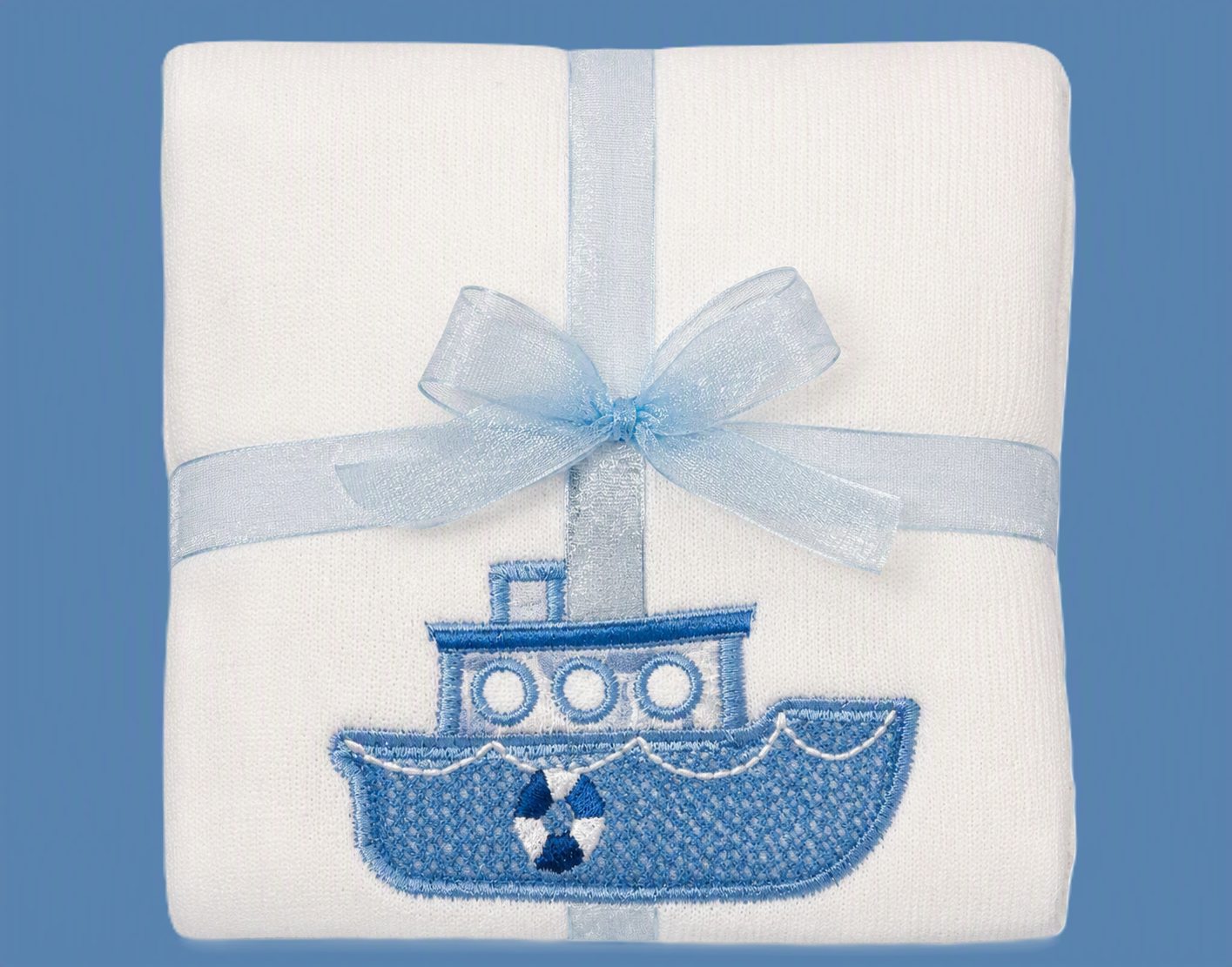 Fancy Blue Tugboat Burp Cloth