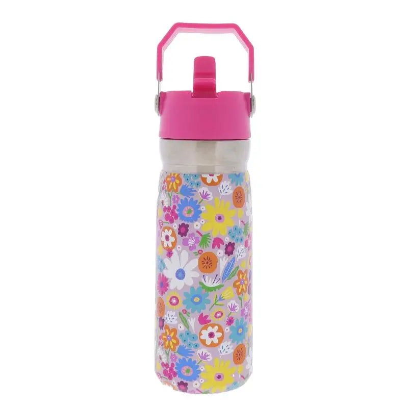 Fields of Flowers 22 oz. Water Bottle with Straw Cap