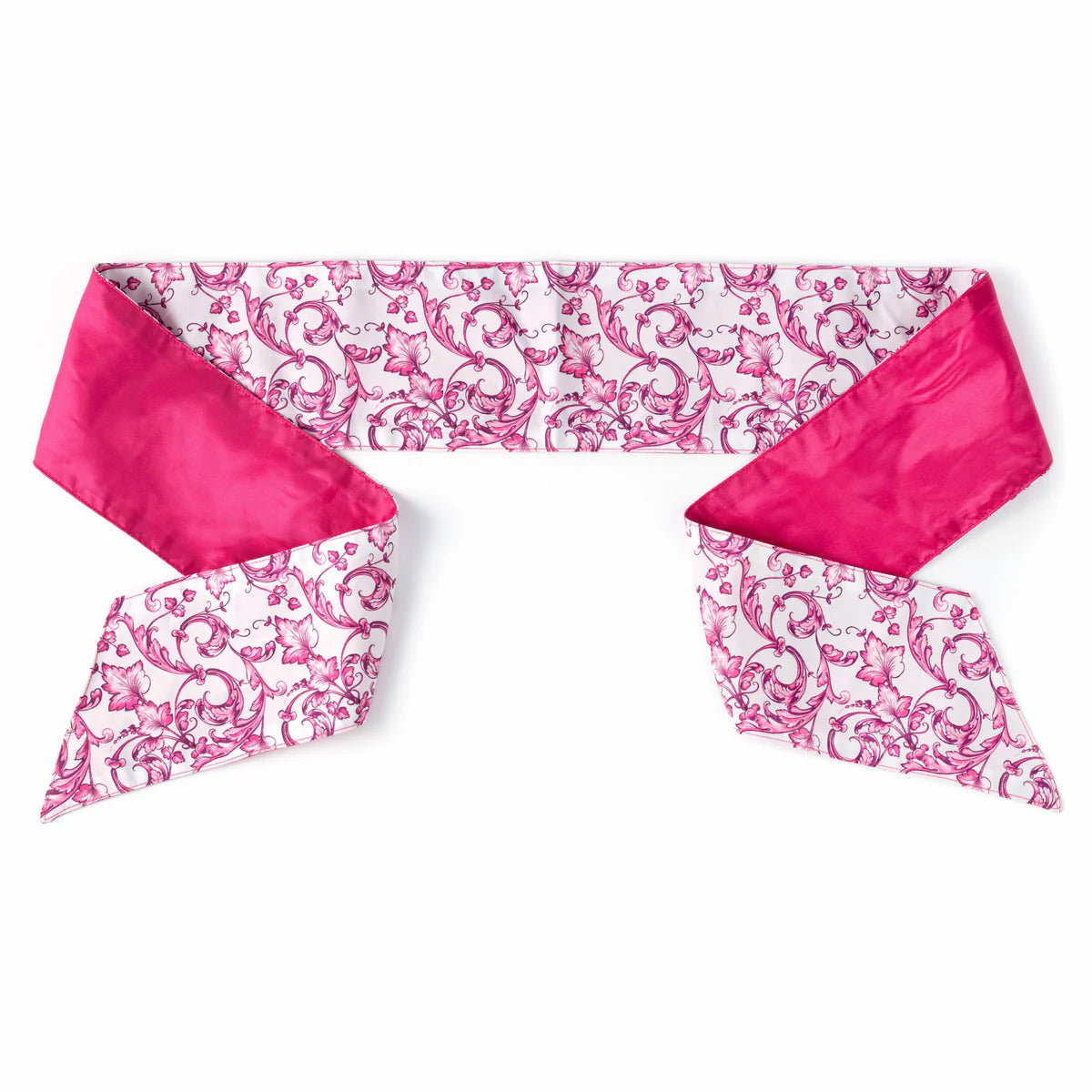 Poplin Wreath Sash: Hot Pink & White Scroll Chinoiserie