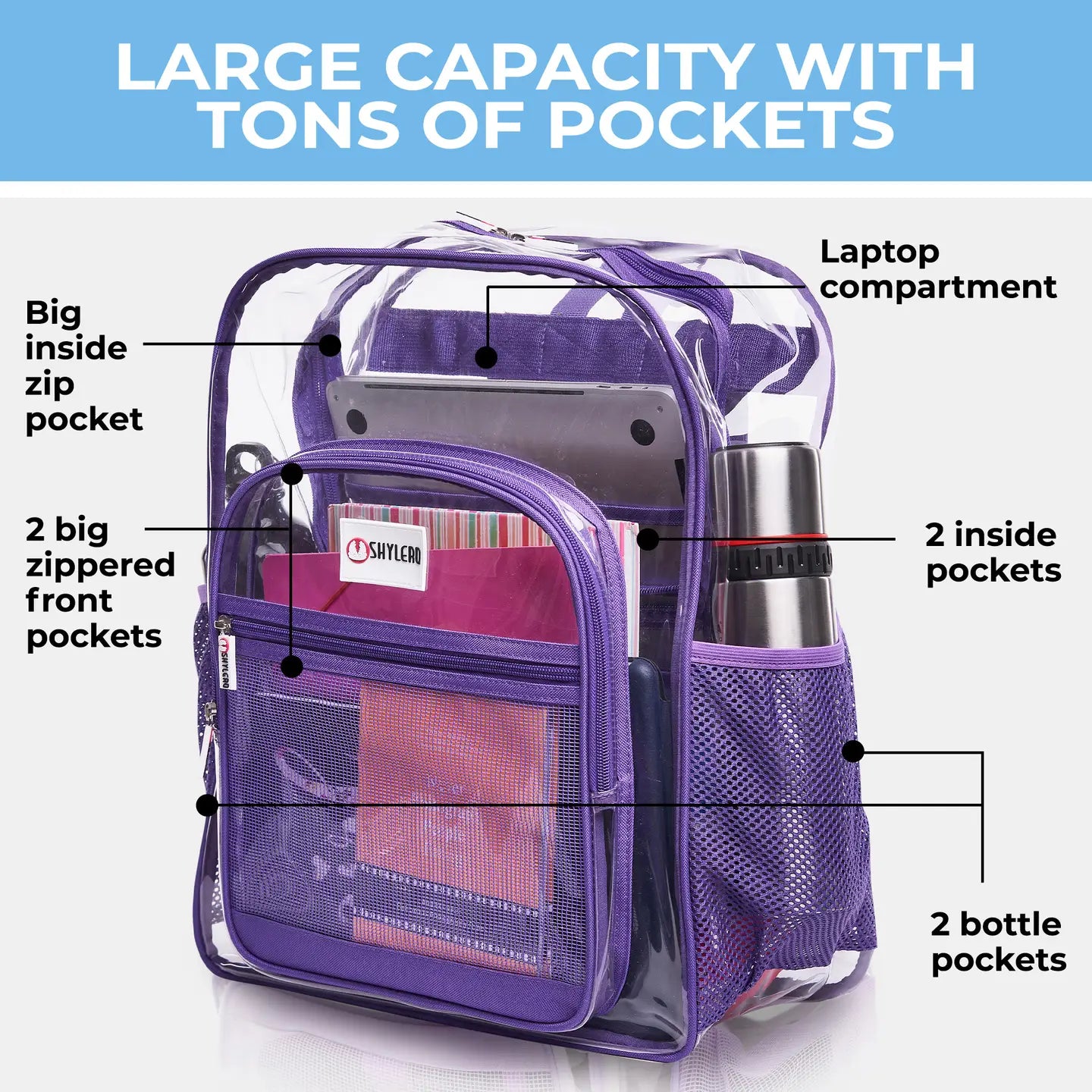 Purple Rhino Clear Backpack