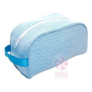 Aqua Seersucker Traveler Bag