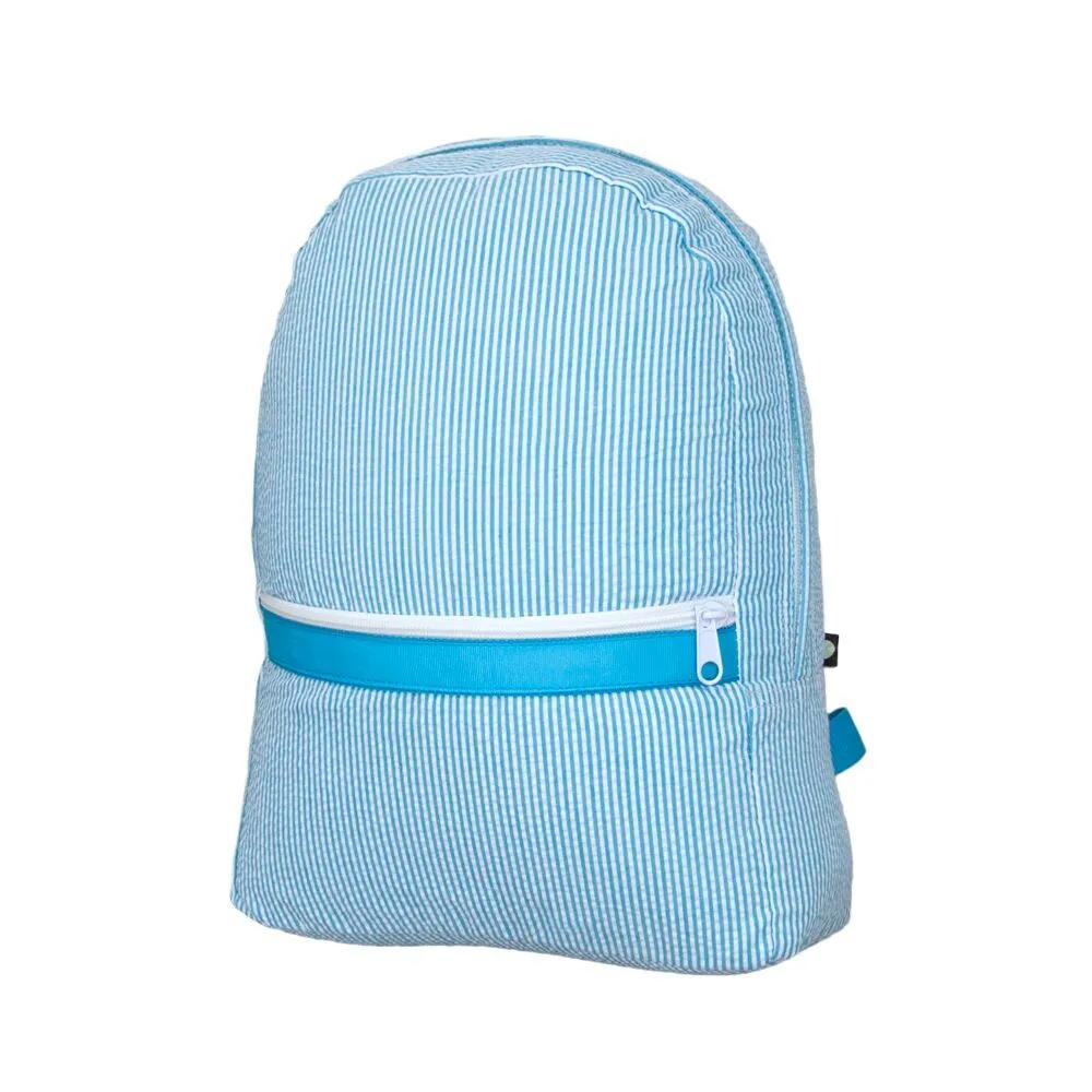 Aqua Seersucker Backpack