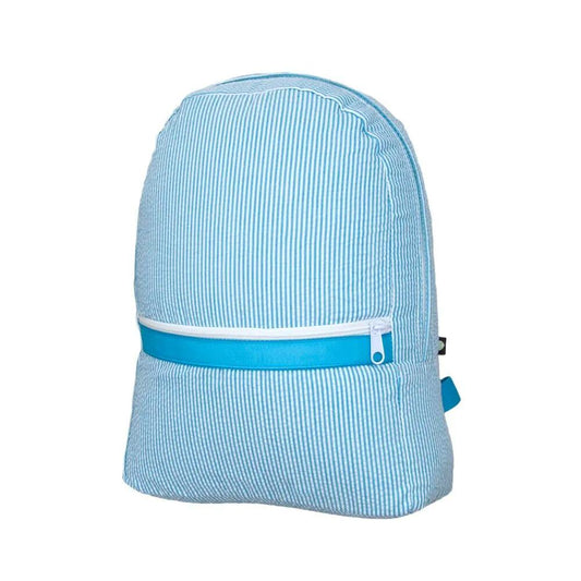 Aqua Seersucker Backpack