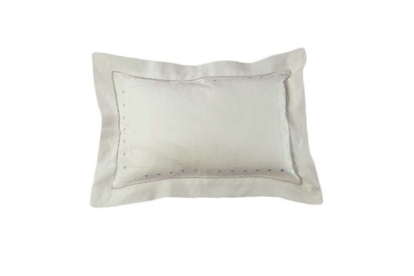 White Hemstitched Pillow Sham with Swiss Dots - Assorted Colors