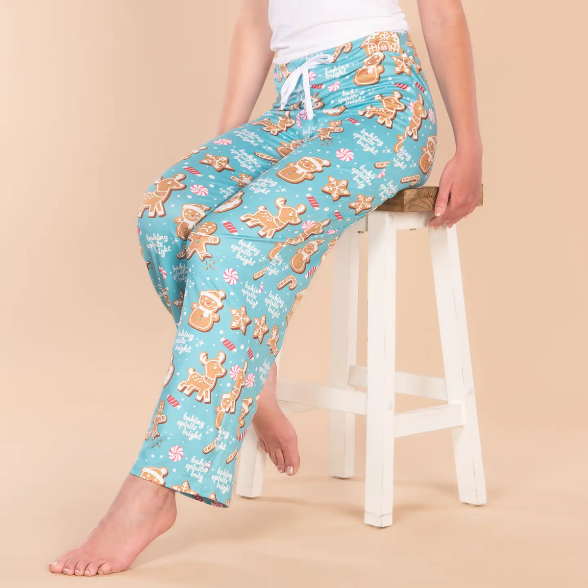 Baking Spirits Bright Pajama Pants | Blue Gingerbread Pjs