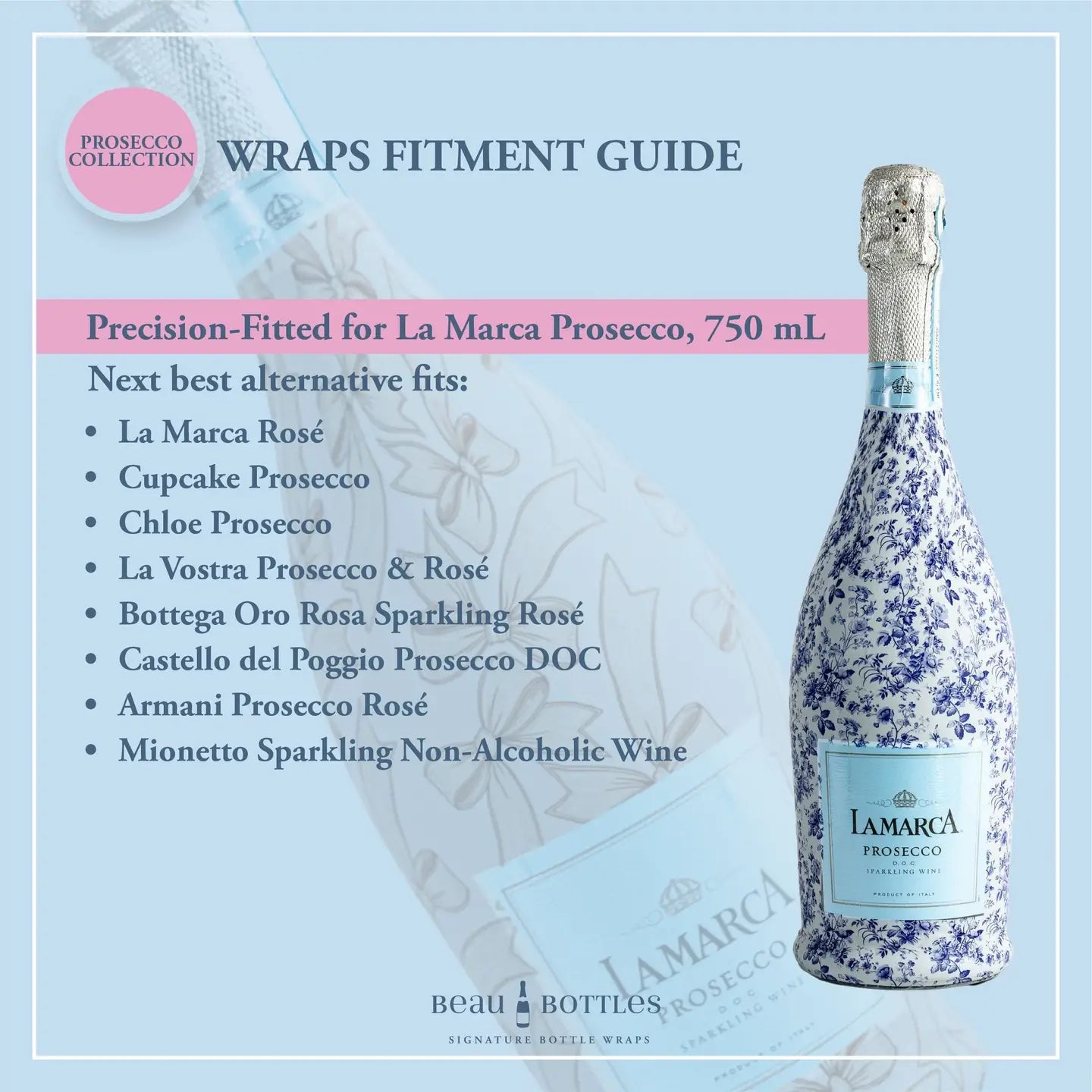 Beau Bottles Grandmillenial Pink Bows- Prosecco Collection