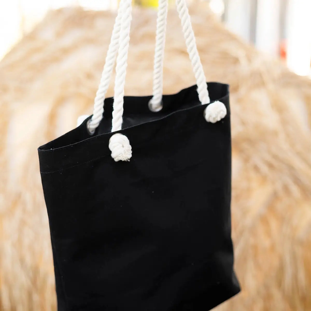 Black Castaway Tote with Rope Handles