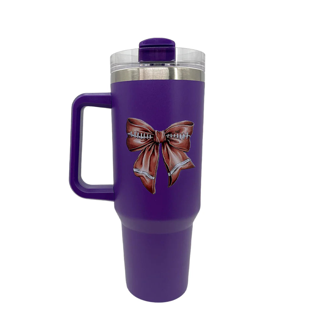 Purple Football Bow Tumbler