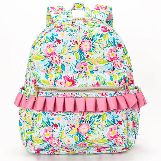 Pink Flower Kids Ruffle Backpack