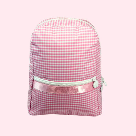 Glossy Pink Gingham Small Backpack