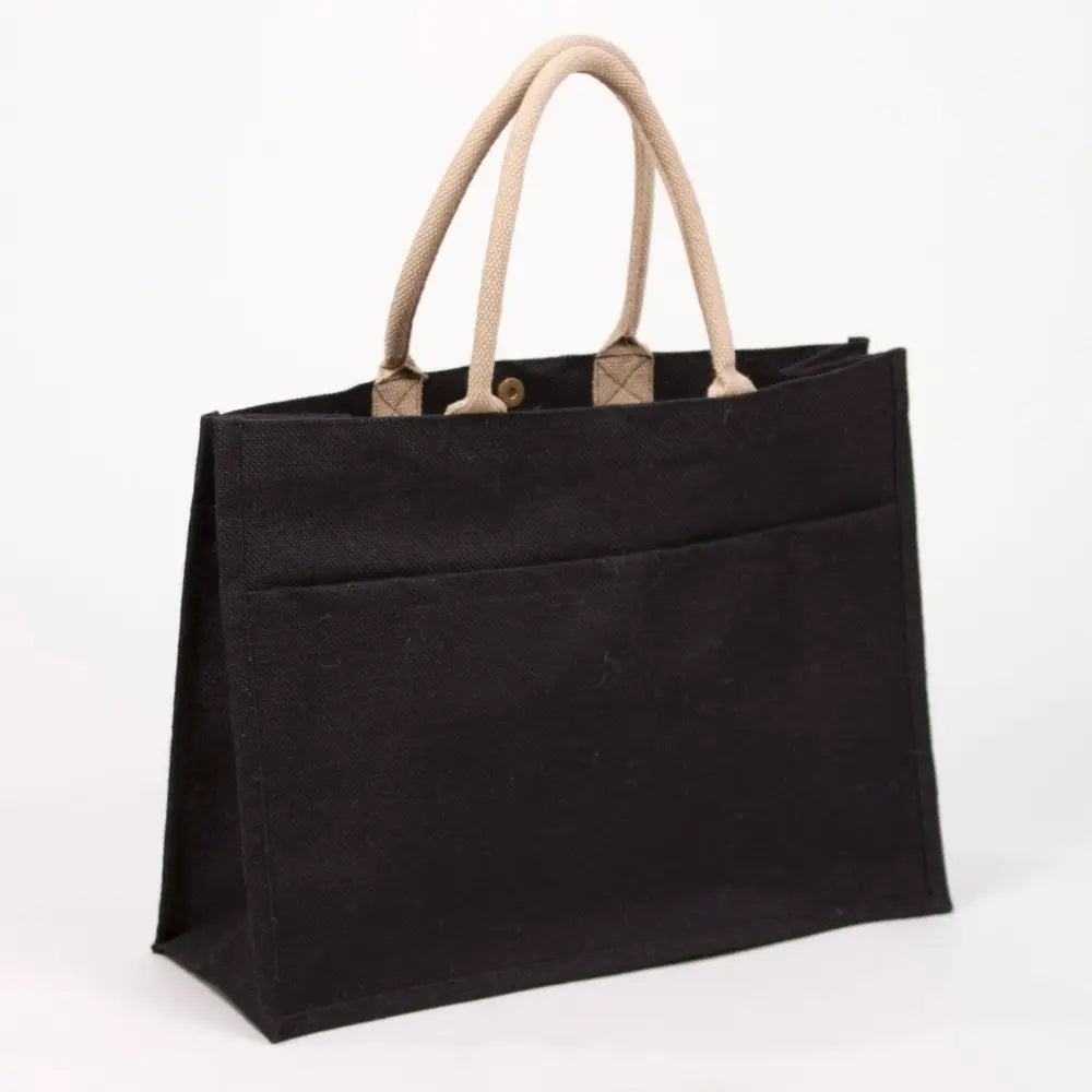 Jute Pocket Tote Black