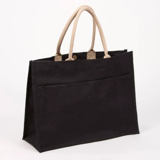 Jute Pocket Tote Black