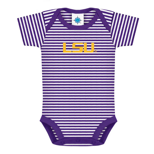 LSU Tigers Striped Infant Onesie