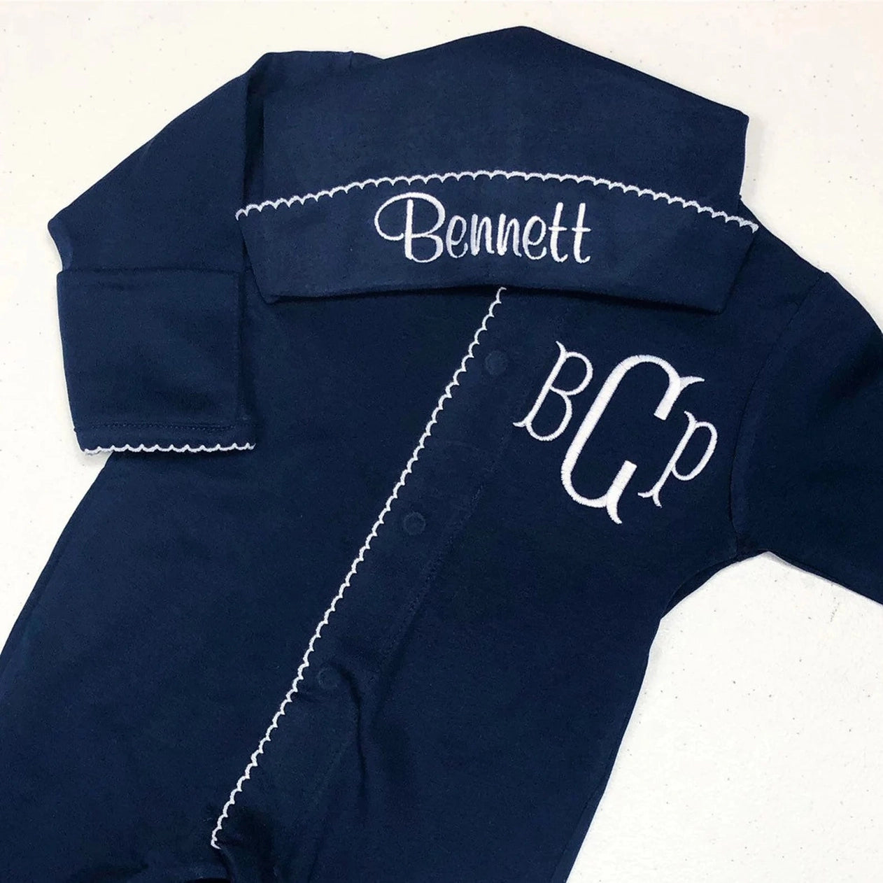 Navy with White Picot Footie