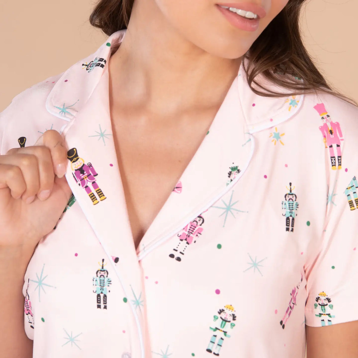 Nutcracker Parade Pajama Top | Pink Christmas Pj