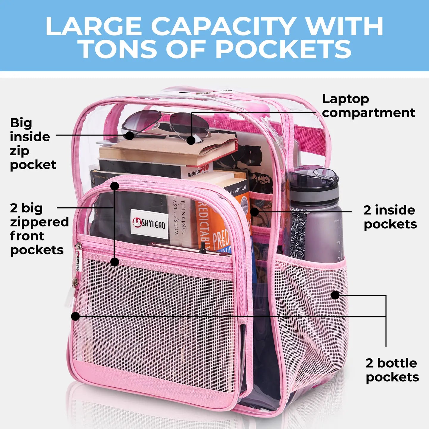 Pink Rhino Clear Backpack