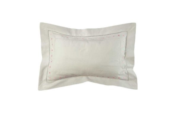 White Hemstitched Pillow Sham with Swiss Dots - Assorted Colors