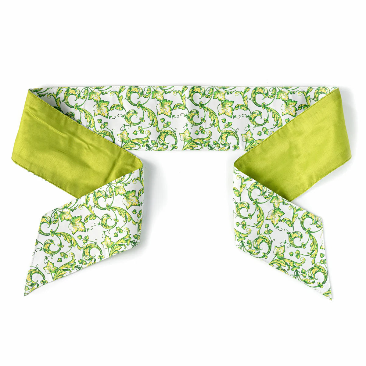 Poplin Wreath Sash: Green & White Scroll Chinoiserie