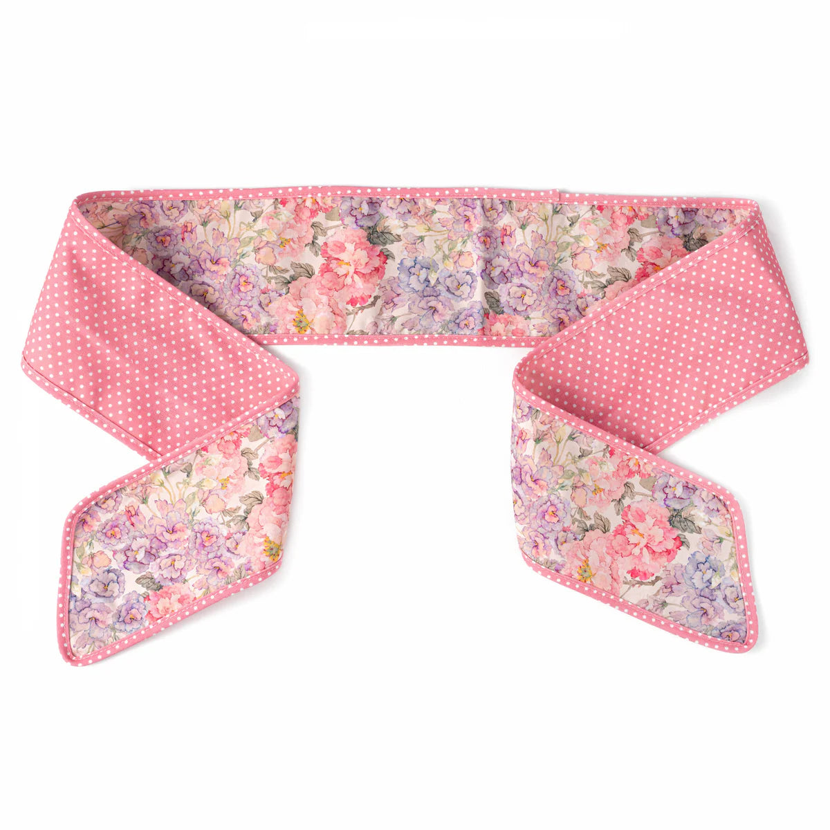 Poplin Wreath Sash: Mixed Florals on Rose Pink Polkadots