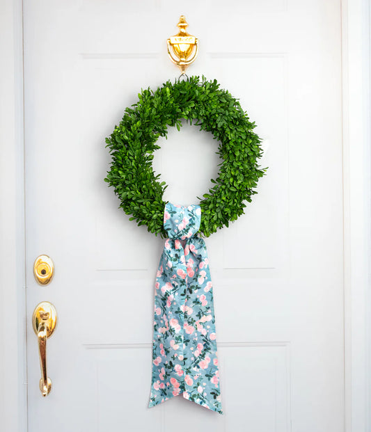 Poplin Wreath Sash: Watercolor Roses & Pink Dupioni