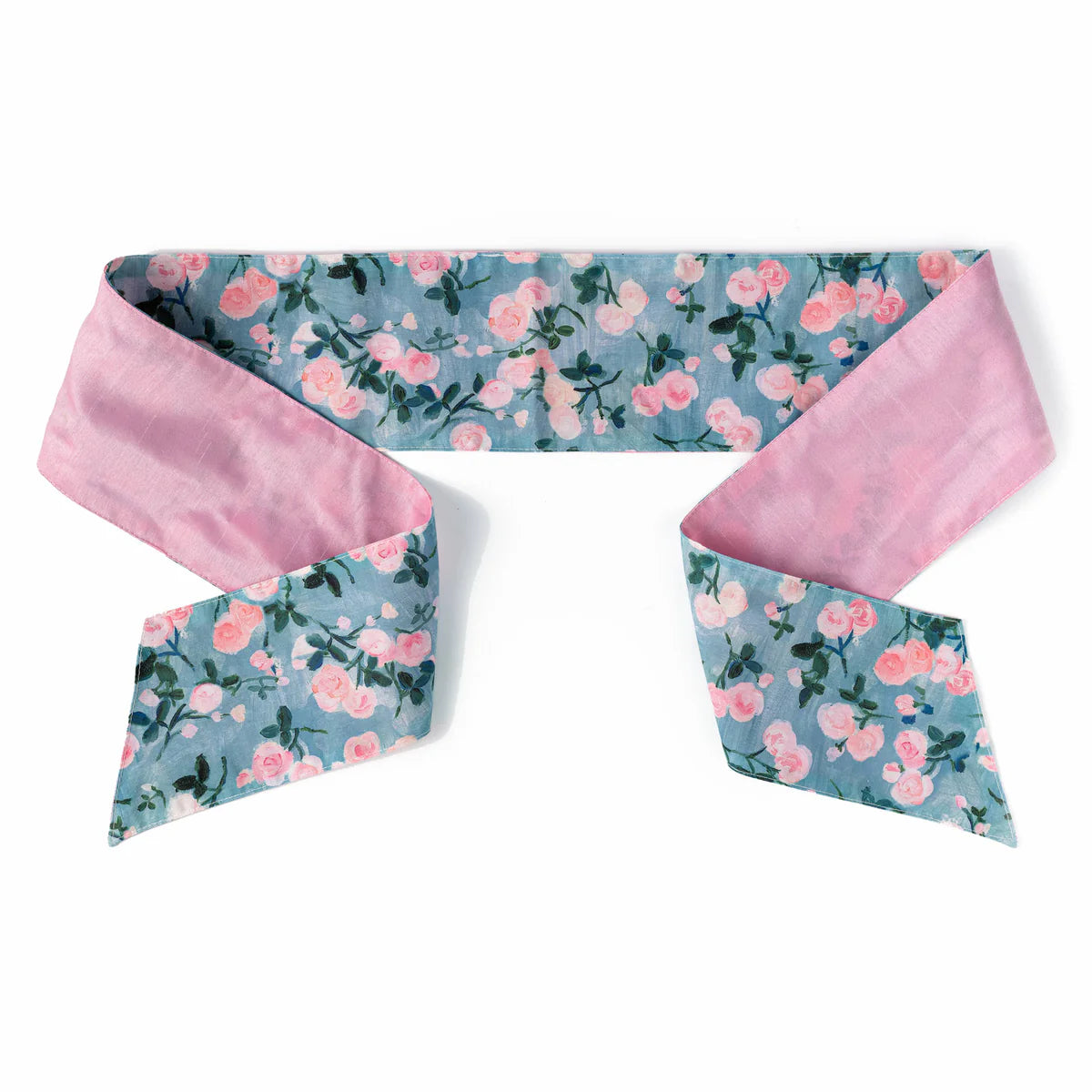 Poplin Wreath Sash: Watercolor Roses & Pink Dupioni