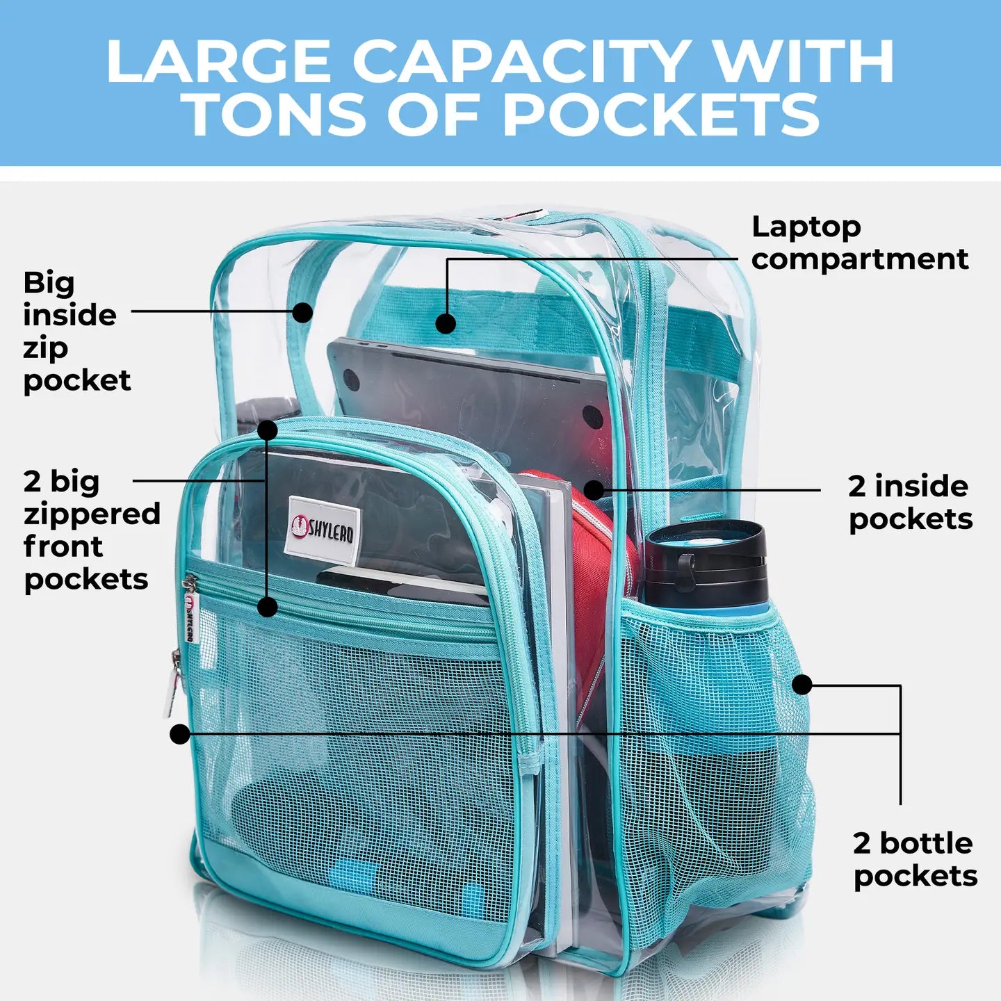 Turquoise Rhino Clear Backpack