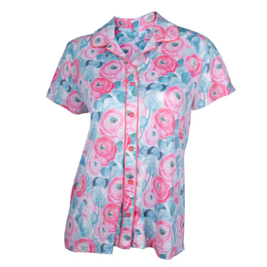 Amanda Blu Rose Garden Notched Collar Pajama Top