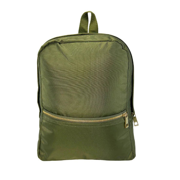 Dark Green Seersucker Small Backpack