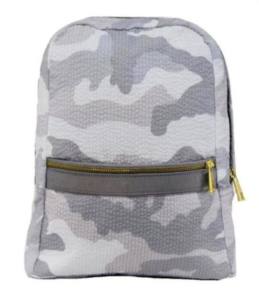 Grey Camo Seersucker Backpack
