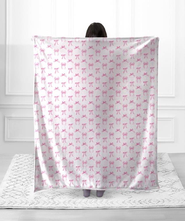 Pink Bows Plush Throw Blanket