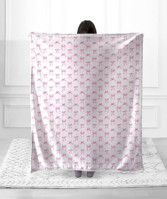 Pink Bows Plush Throw Blanket