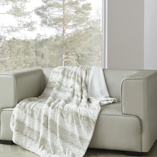 White Leopard Stripe Plush Throw Blanket