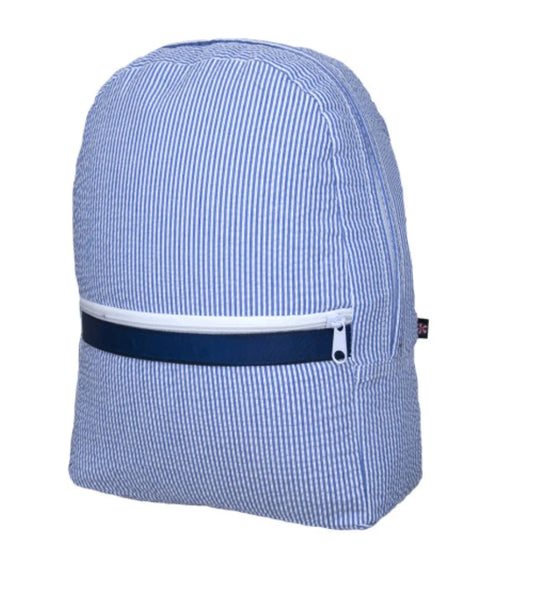 Navy Seersucker Backpack