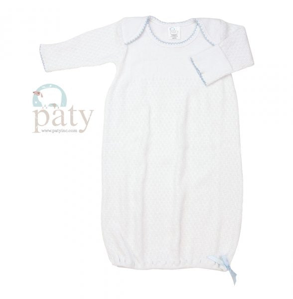 Paty Long Sleeve Lap Shoulder Gown With Trim & Bow