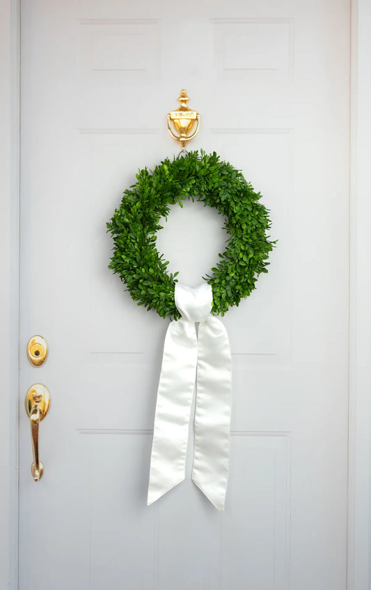 Satin Wreath Sash: Winter White